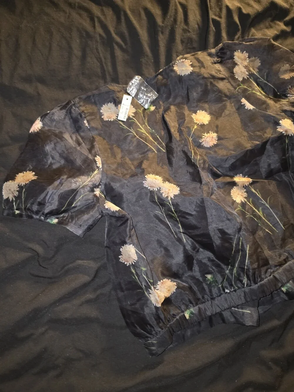 Madewell FIRE! NWT! Silk Organza Puff Sleeve Wrap Top in Aster Portrait. Sz Sm.